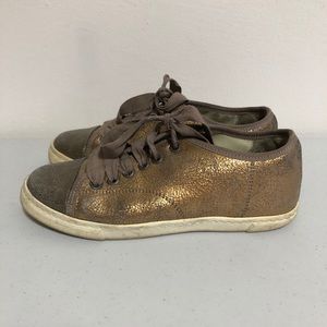 Lanvin Well Worn Gold Lace Up Sneakers 35/5